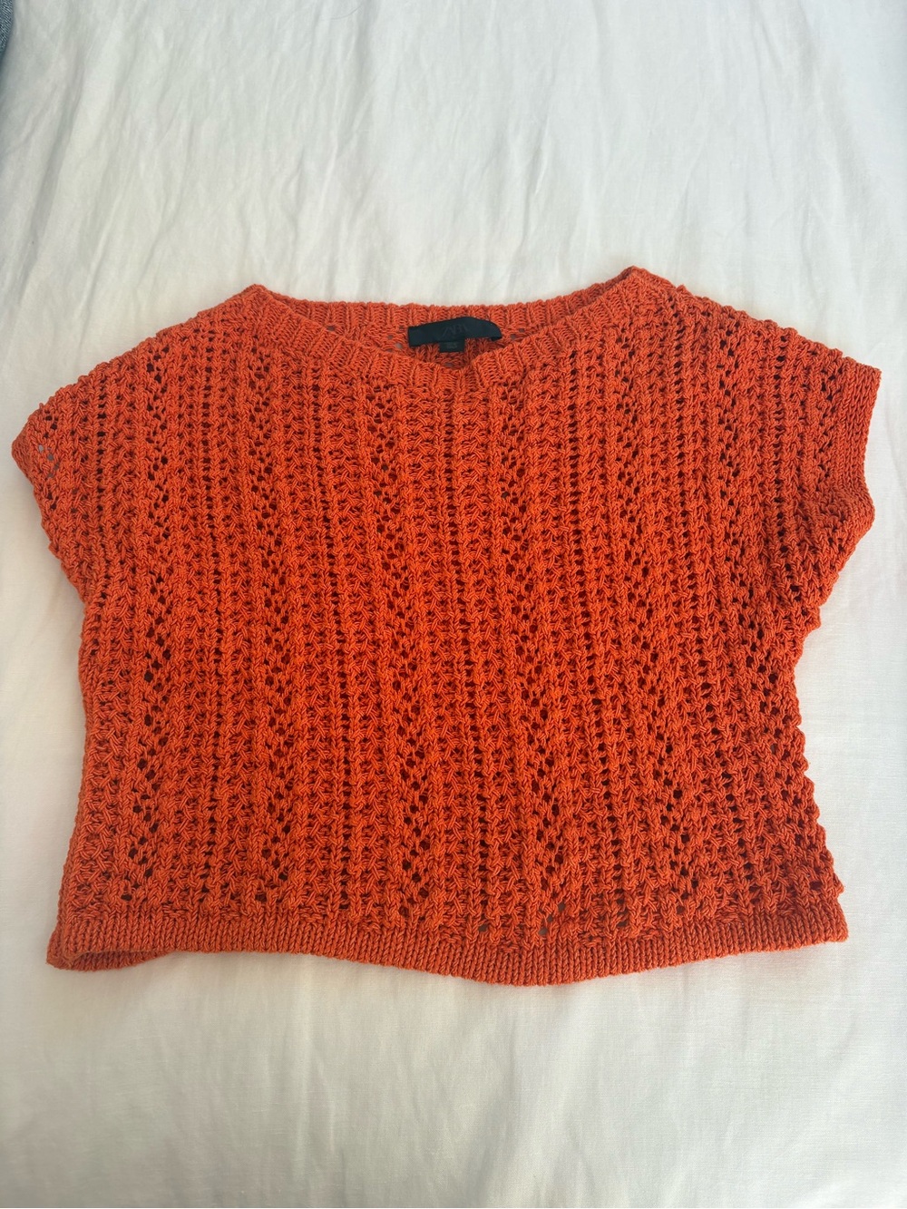 Orange Knit Short-Sleeve Sweater